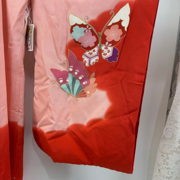 Japanese Kimono Womens XXS Pink Red Robe Costume Traditional Child Dress Up - Picture 14 of 16